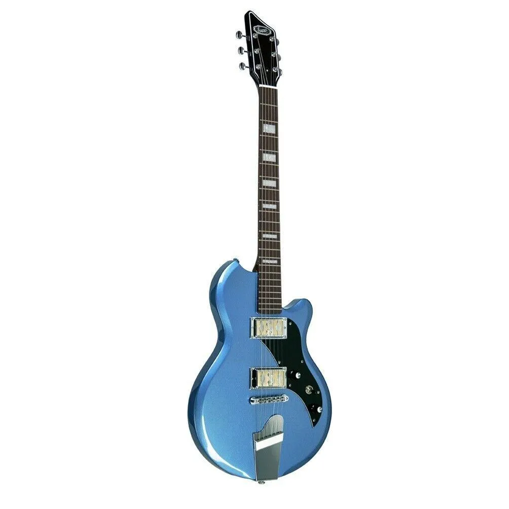 SUPRO Electric Guitar Westbury Metallic Blue - Gold Foil Pickups - Image 4