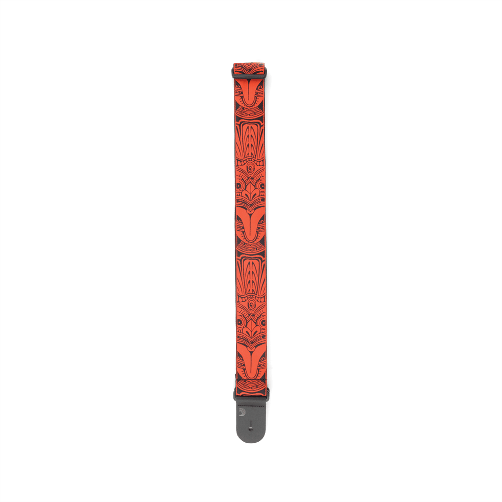 D'Addario Woven Guitar Strap, Tiki Mask, Red - Image 4