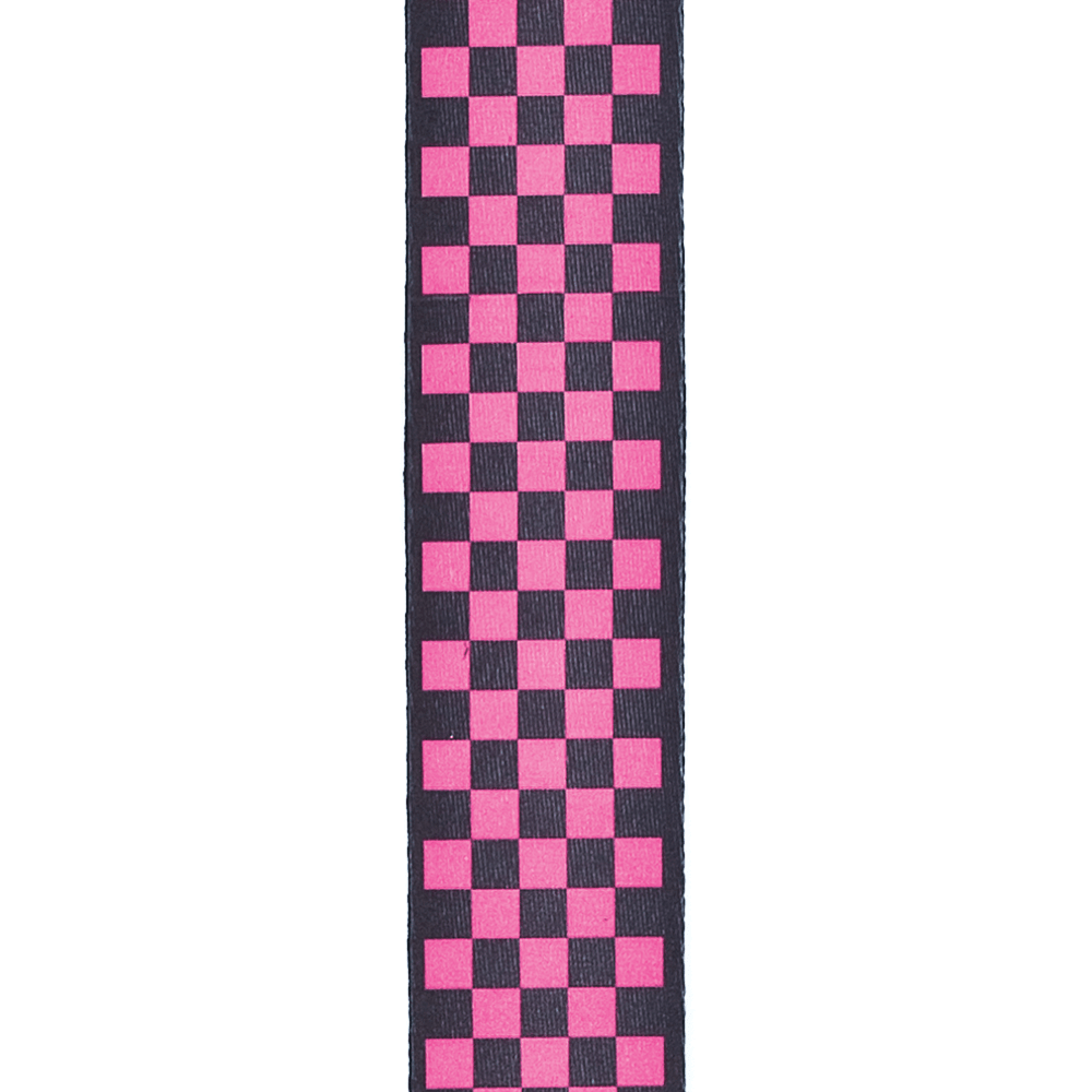 D'Addario Woven Guitar Strap, Black/Pink Checker Pattern - Image 5