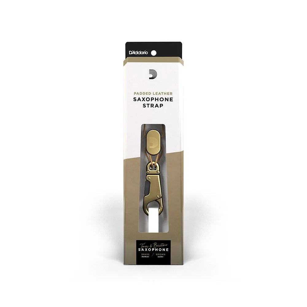 D'Addario Woodwinds Padded Leather Neck Strap, Tenor/Baritone, Brown/Brass - Image 5