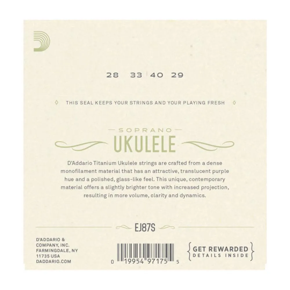 D'Addario EJ87S Titanium Ukulele Strings, Soprano - 4SETS - Image 5