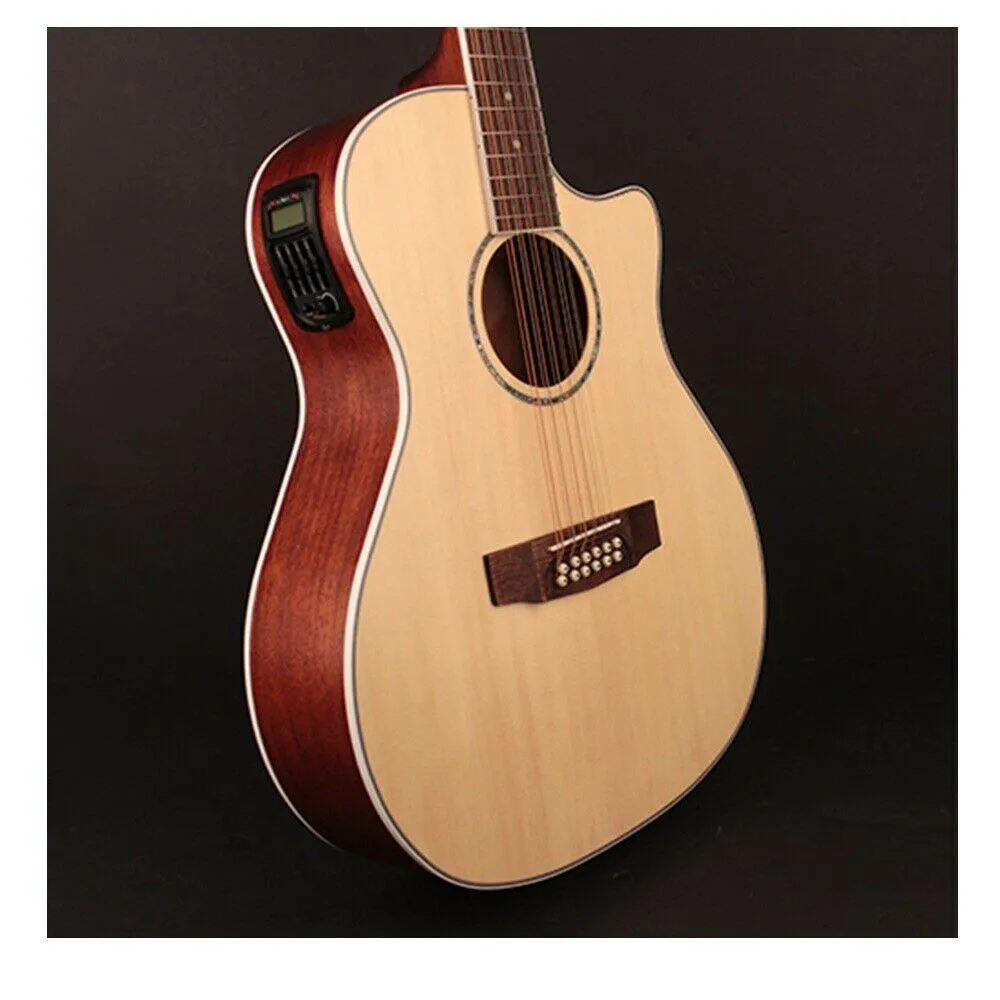 Cort GA-MEDX 12 string Grand Regal Acoustic / Electric Guitar Open Pore Cutaway - Image 5