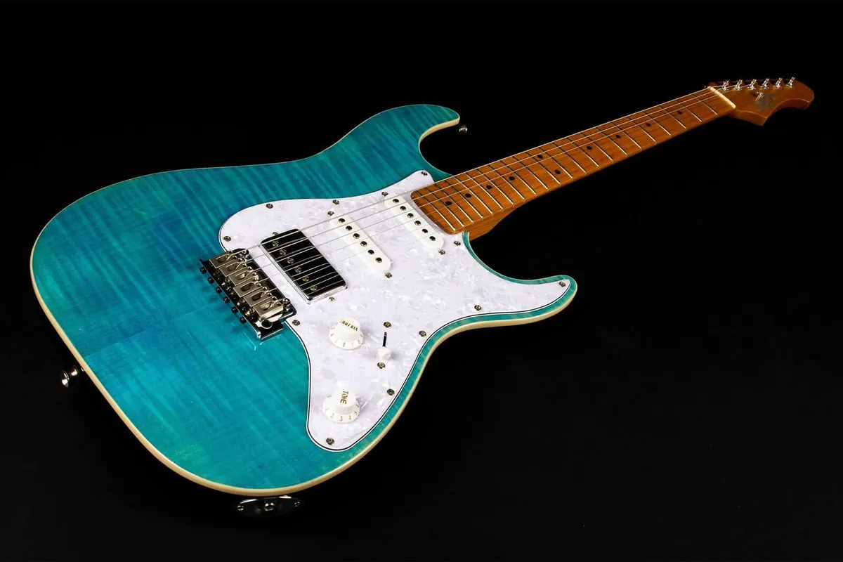 Jet JS-450-OBL Electric Guitar - Flamed Top - Ocean Blue - Image 5