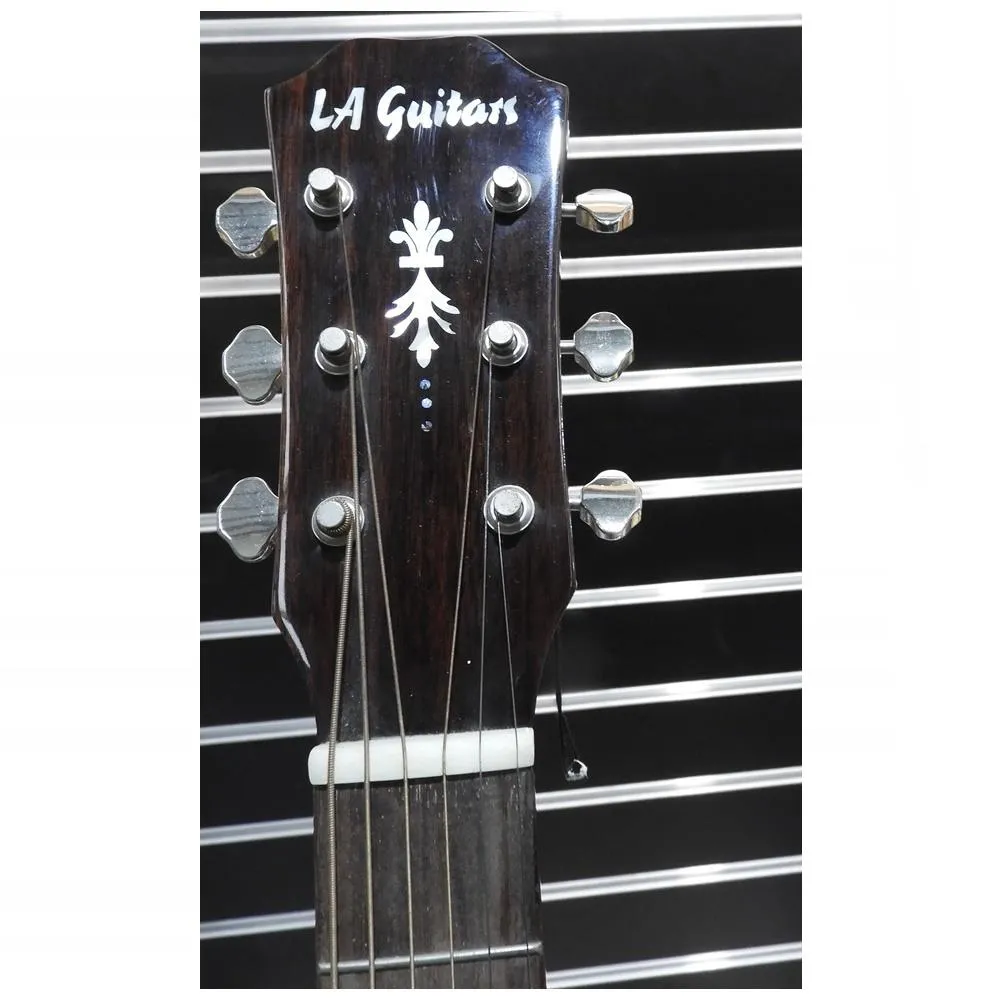 LA Guitars All Solid Spruce/Rosewood Dreadnought Acoustic / Electric Guitar - Image 5