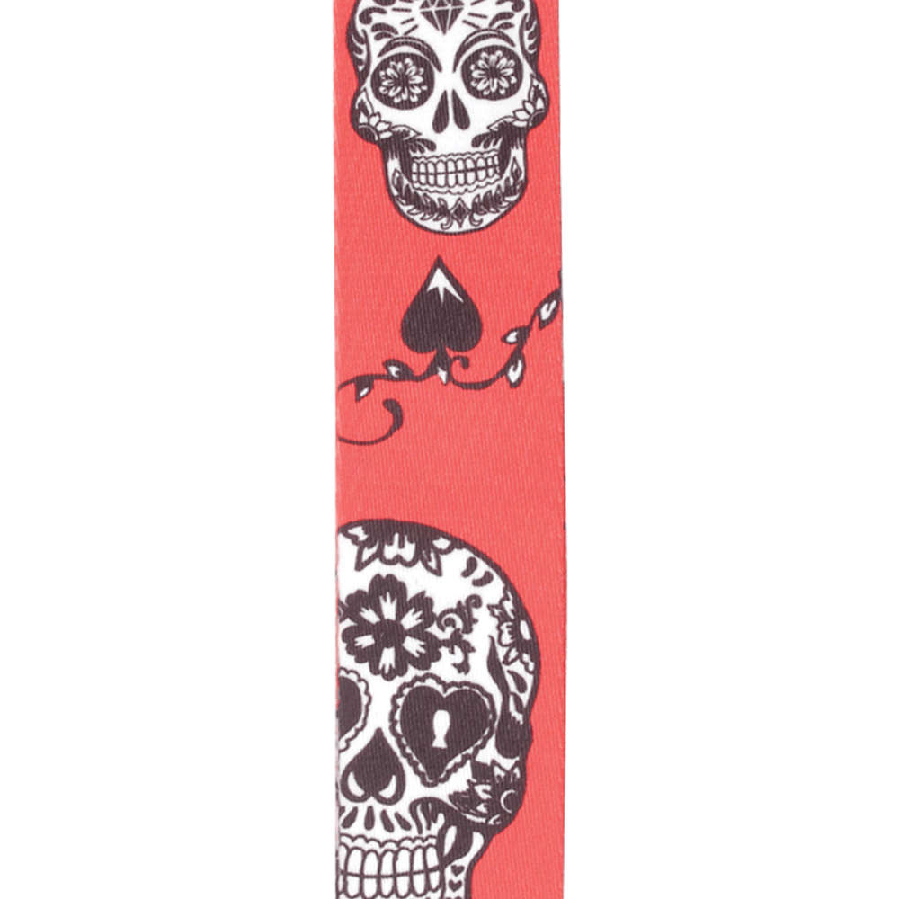 D'Addario Polyester Guitar Straps, Sugar Skulls, Red - Image 5