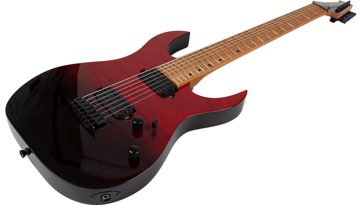 Spira S-457-TRD 7-String Electric Guitar - Trans Red - Flame Maple Top - Image 5