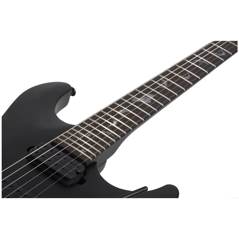 Schecter Damien-6 FR SBK Electric Guitar - Satin Black - Floyd Rose Fact 2nd - Image 5