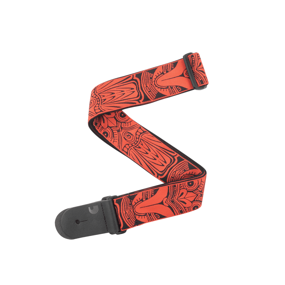 D'Addario Woven Guitar Strap, Tiki Mask, Red - Image 5
