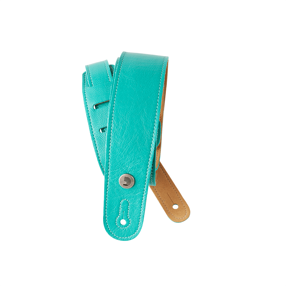 D'Addario Slim Garment Leather Guitar Strap, Teal - Image 6