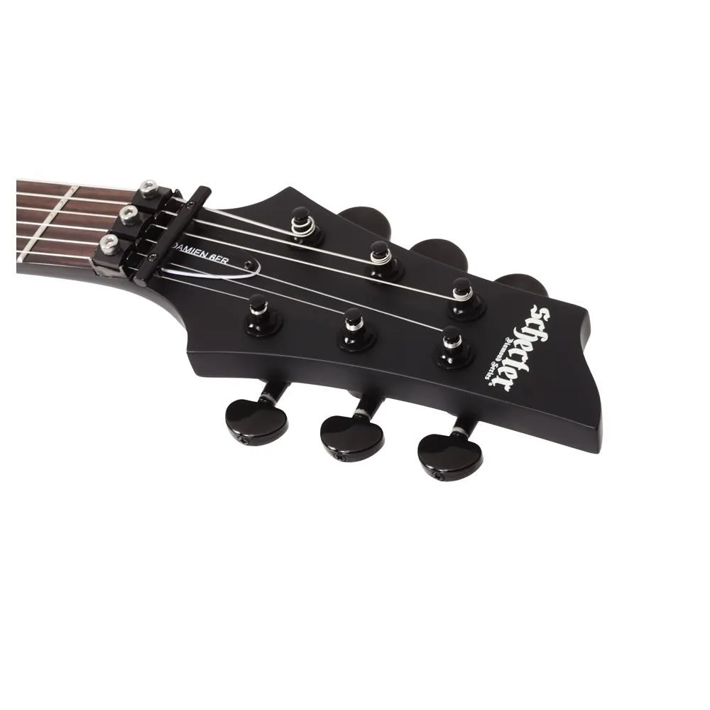 Schecter Damien-6 FR SBK Electric Guitar - Satin Black - Floyd Rose Fact 2nd - Image 6