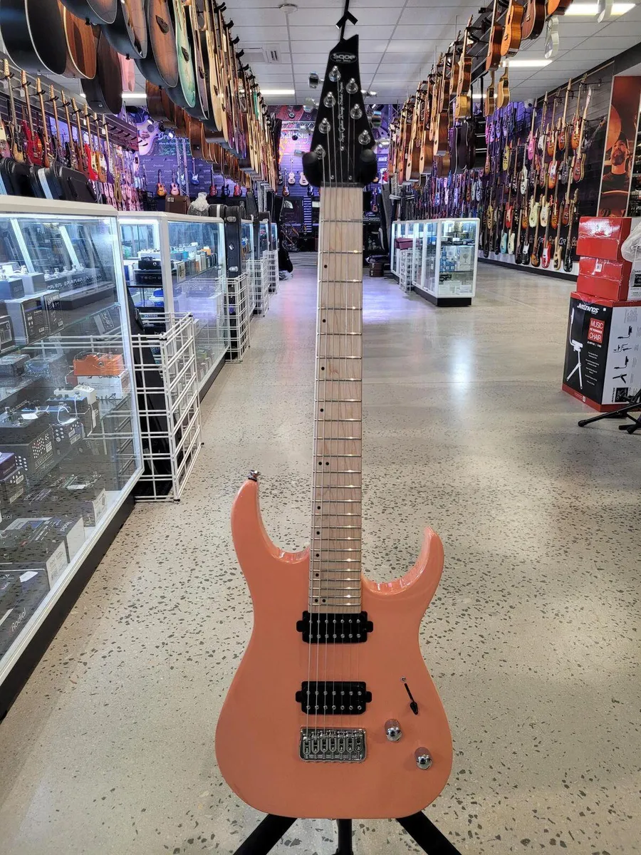 SQOE SEIB-7S 7-String Electric Guitar - Salmon - Image 6