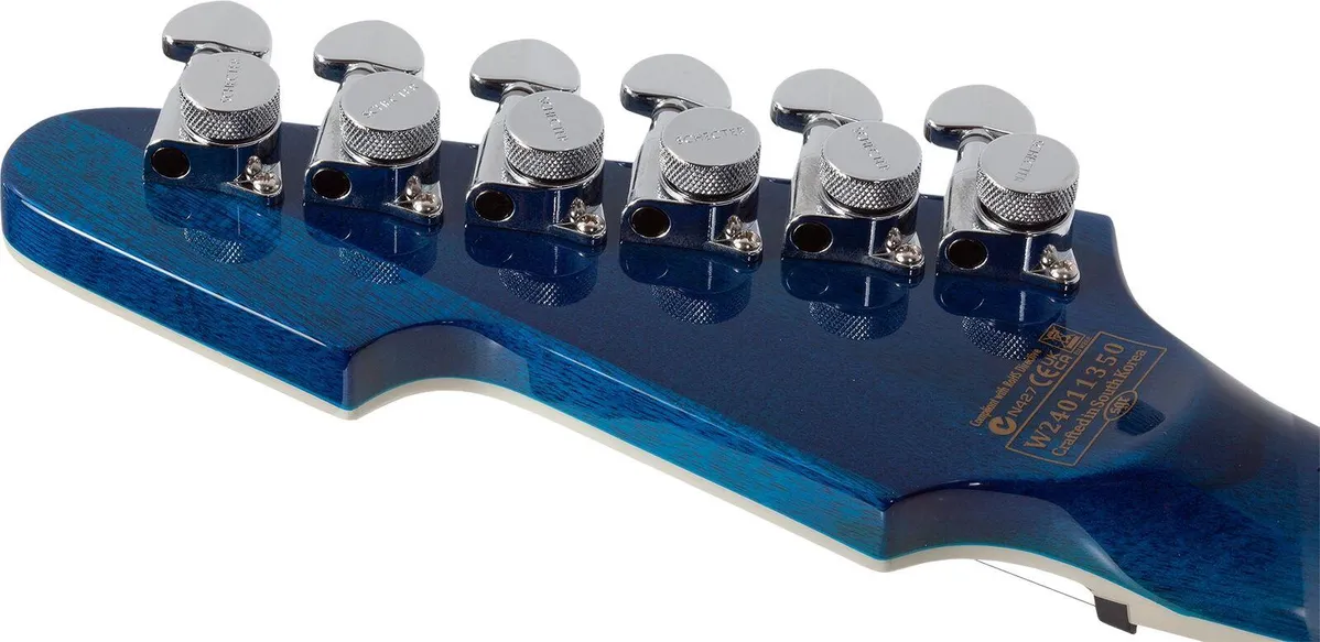 Schecter E-1 Electro-Resin 6 String Electric Guitar - Transparent Blue - Image 7