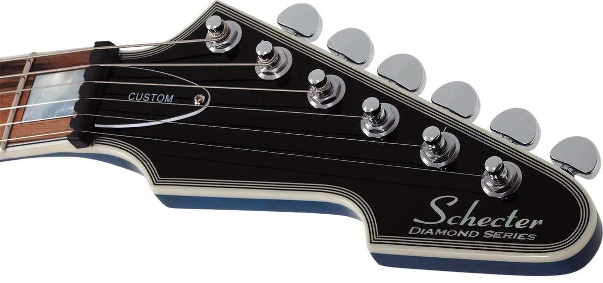 Schecter E-1 Electro-Resin 6 String Electric Guitar - Transparent Blue - Image 8