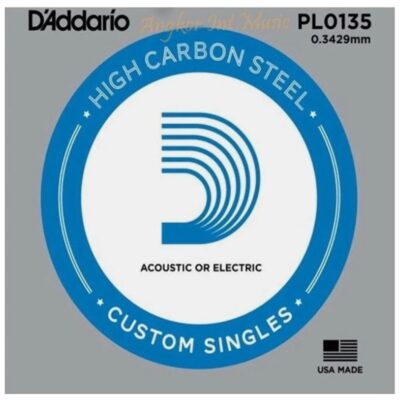 D'Addario single plain steel Electric / Acoustic Guitar strings 0.13.5