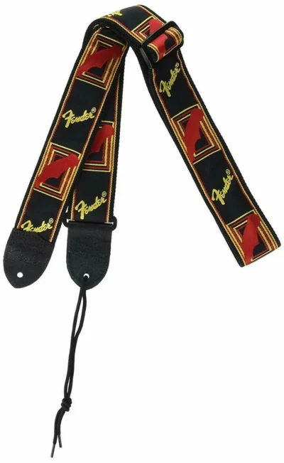 Fender 2 inch Monogrammed Guitar Strap, Black /yellow/Red electric Guitar Strap