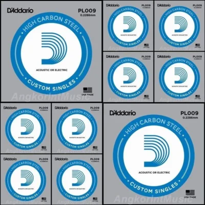 10 x D'Addario PL009 Plain Steel Electric Single Guitar String 10 x.009 Strings