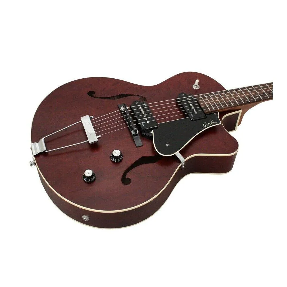 GODIN 5th Avenue CW Kingpin II Burgundy Hollow body Electric Guitar with Case - Image 3