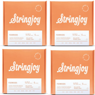 Stringjoy Foxwoods (11-52) Coated Acoustic Guitar Strings - 4 Sets