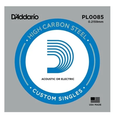 5 x D'Addario PL0085 Single Plain Steel .0085 Acoustic / Electric Guitar Strings