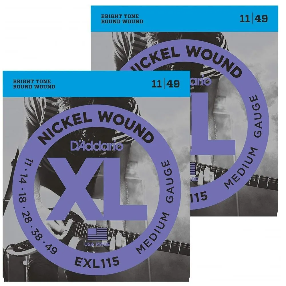 D'Addario EXL115 Nickel Wound Medium Electric Guitar Strings 11 - 49 2 sets