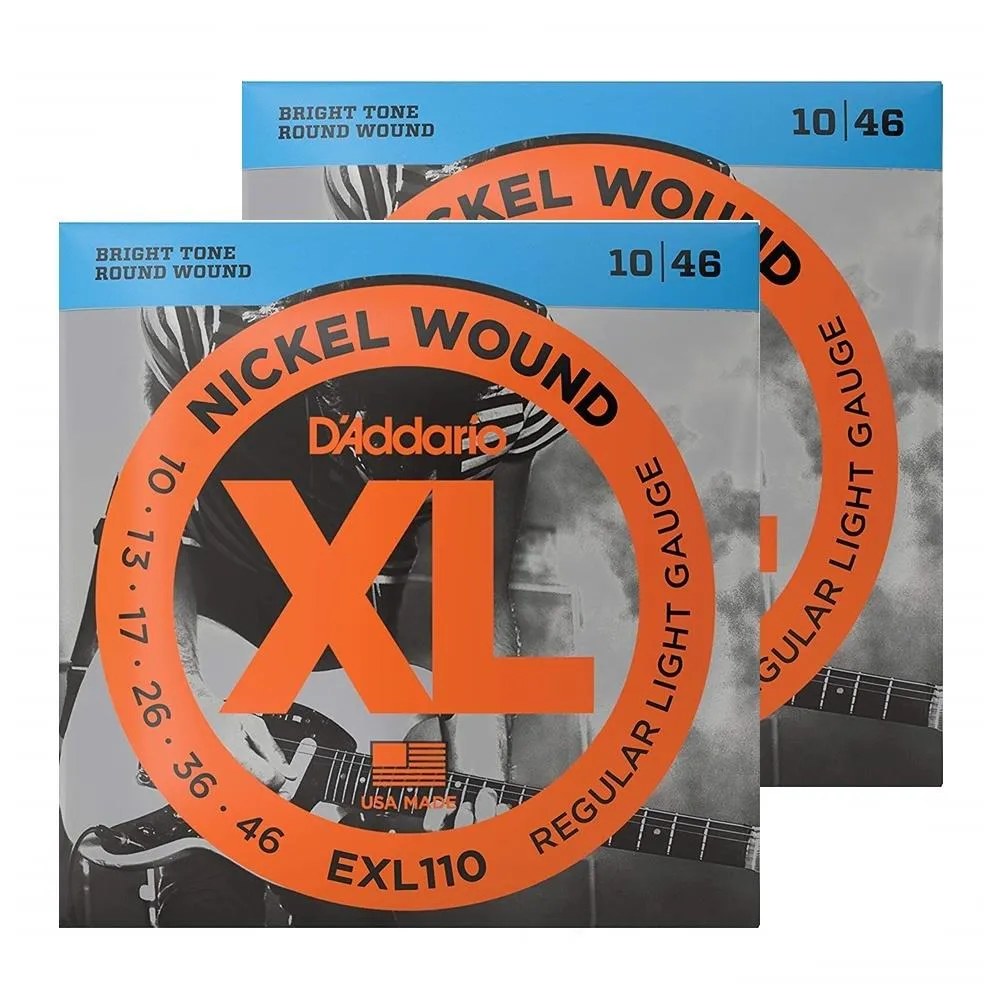 D'Addario EXL110 Nickel Wound Light Electric Guitar Strings 10 - 46 2 sets