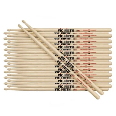 Vic Firth 5AN "Brick" Classic Hickory 5A Nylon Tip Drum Sticks x 12 Pairs SALE