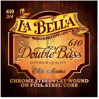 La Bella 610 Elite Chrome Steel Core Double Bass Set Flat wound