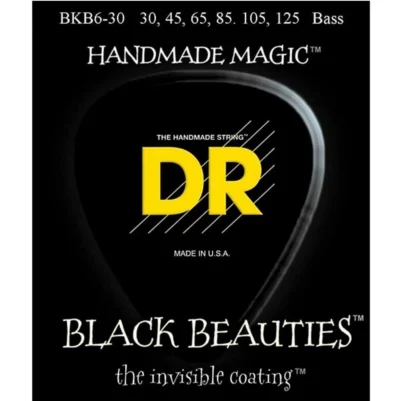 DR Strings BKB6-30 Black Beauties Coated 6-String Medium Bass Strings 30-125