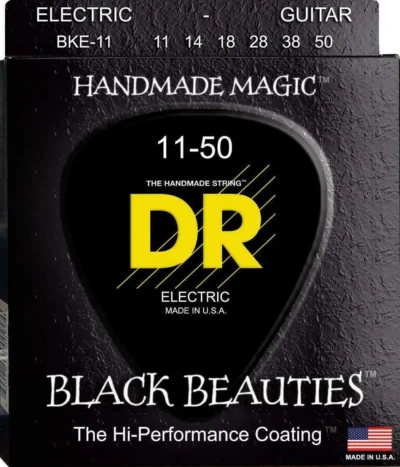 DR Strings Black Beauties medium Long Life Electric Guitar Strings DRS-BKE-11-50