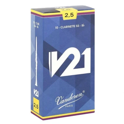 Vandoren CR8025 Bb Clarinet V21 Reeds Strength 2.5, Box of 10