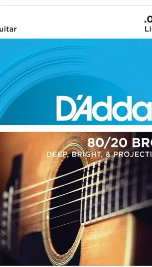 D'Addario EJ11 80/20 Bronze Light Acoustic Guitar Strings 12 - 53
