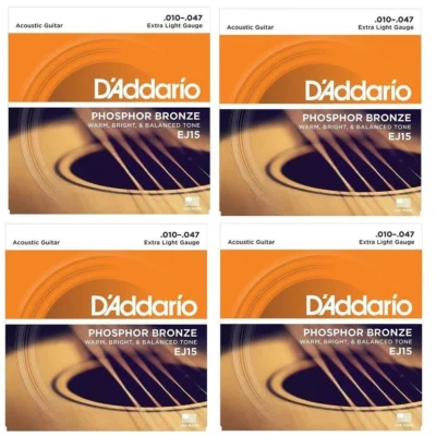 D'Addario EJ15 Phosphor Bronze Extra Light Acoustic Strings  - 4 Sets