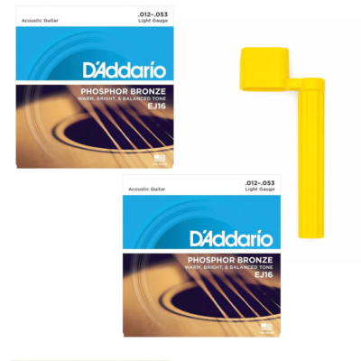 D'Addario EJ16 Twin Pack — 2 Sets + Free Yellow Peg Winder