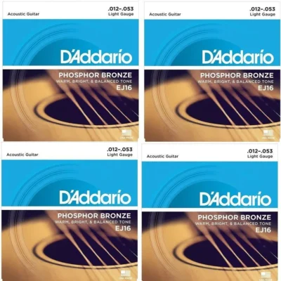 D'Addario EJ16 4 SETS  Phosphor Bronze  Light Acoustic Strings   12 - 53