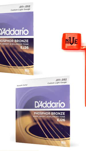D'Addario EJ26 Twin Pack — 2 Sets + Free Orange Peg Winder