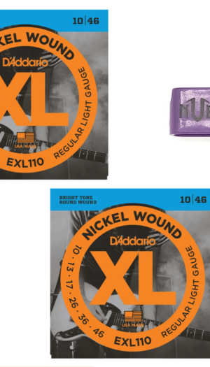 D'Addario EXL110 Twin Pack — 2 Sets + Free Purple Peg Winder