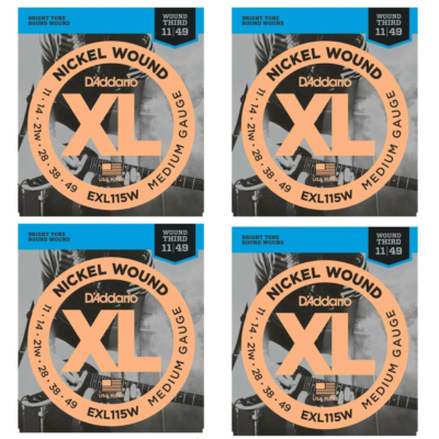 D'Addario EXL115W wound 3rd Electric Guitar Strings 11 - 49 - 4 Pack