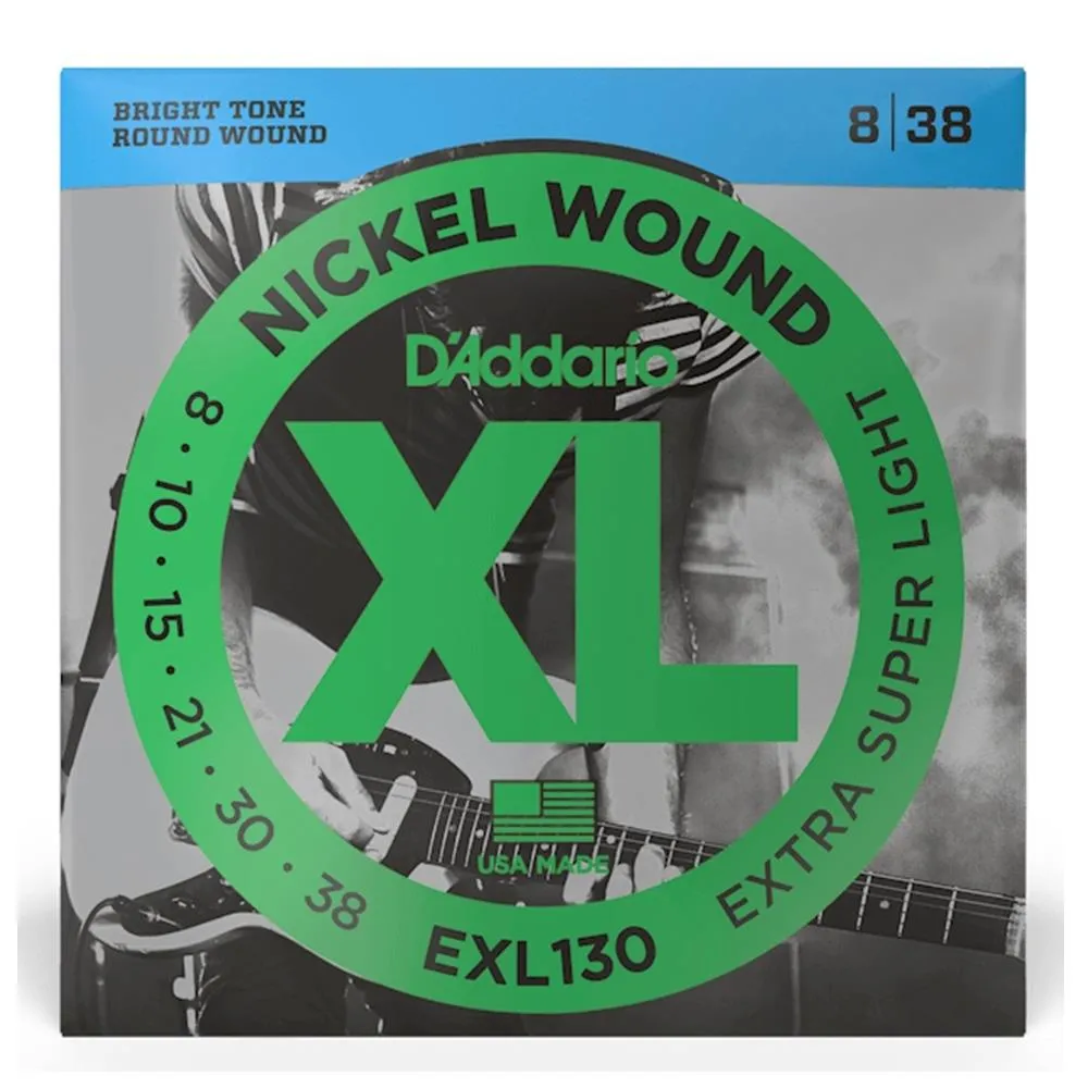 D'Addario EXL130 Nickel Wound Electric Guitar Strings, Extra-Super Light, 08-38
