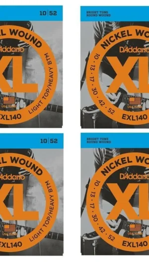 4 Pack D'Addario EXL140 Nickel  Electric Guitar Strings 10 - 52