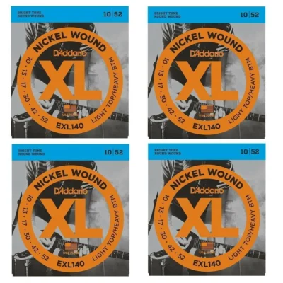 4 Pack D'Addario EXL140 Nickel  Electric Guitar Strings 10 - 52