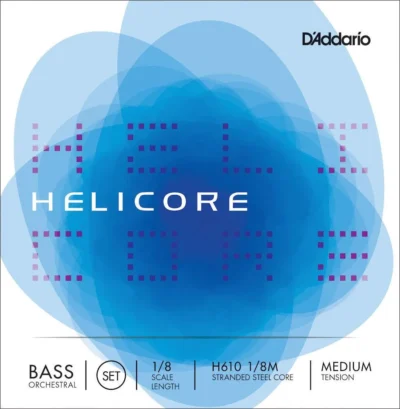 D'Addario Helicore Orchestral Bass String Set, 1/8 Scale, Medium Tension