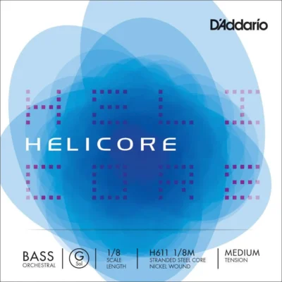 D'Addario Helicore Orchestral Bass Single G String, 1/8 Scale, Medium Tension