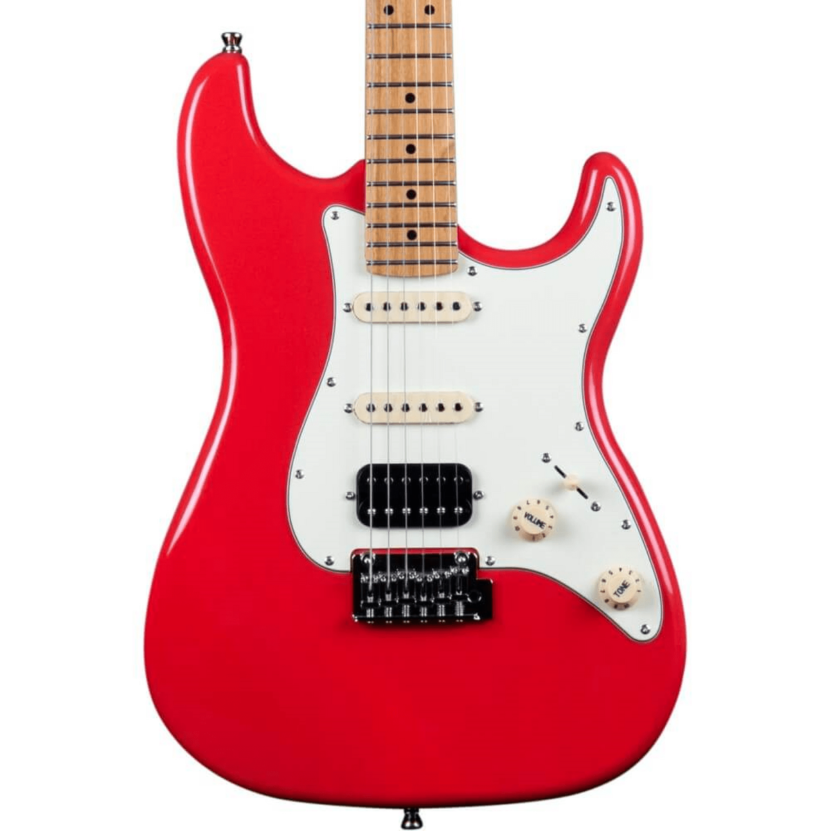 Jet JS-400-CRD HSS Electric Guitar - Coral Red - Roasted Maple Neck