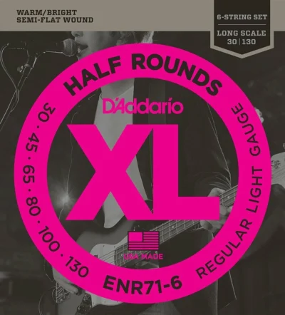 D'Addario ENR71-6 Half Rounds Light 6-String Bass Guitar Strings 30 - 130