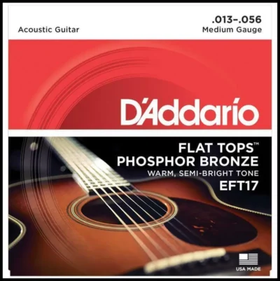 D'Addario EFT17 Flat Top Phos Bronze Medium Acoustic Guitar Strings  13 - 56