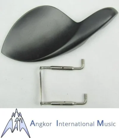 Full Size Guarneri Violin Ebony Chinrest with Standard Nickel Bracket 4/4