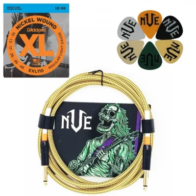 Electric Guitar Strings EXL110 + Guitar Cable + Picks Pack – Gig Emergency