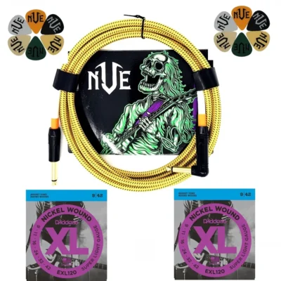 D'Addario EXL120 Strings 9 - 42 + Guitar Cable + Picks Pack