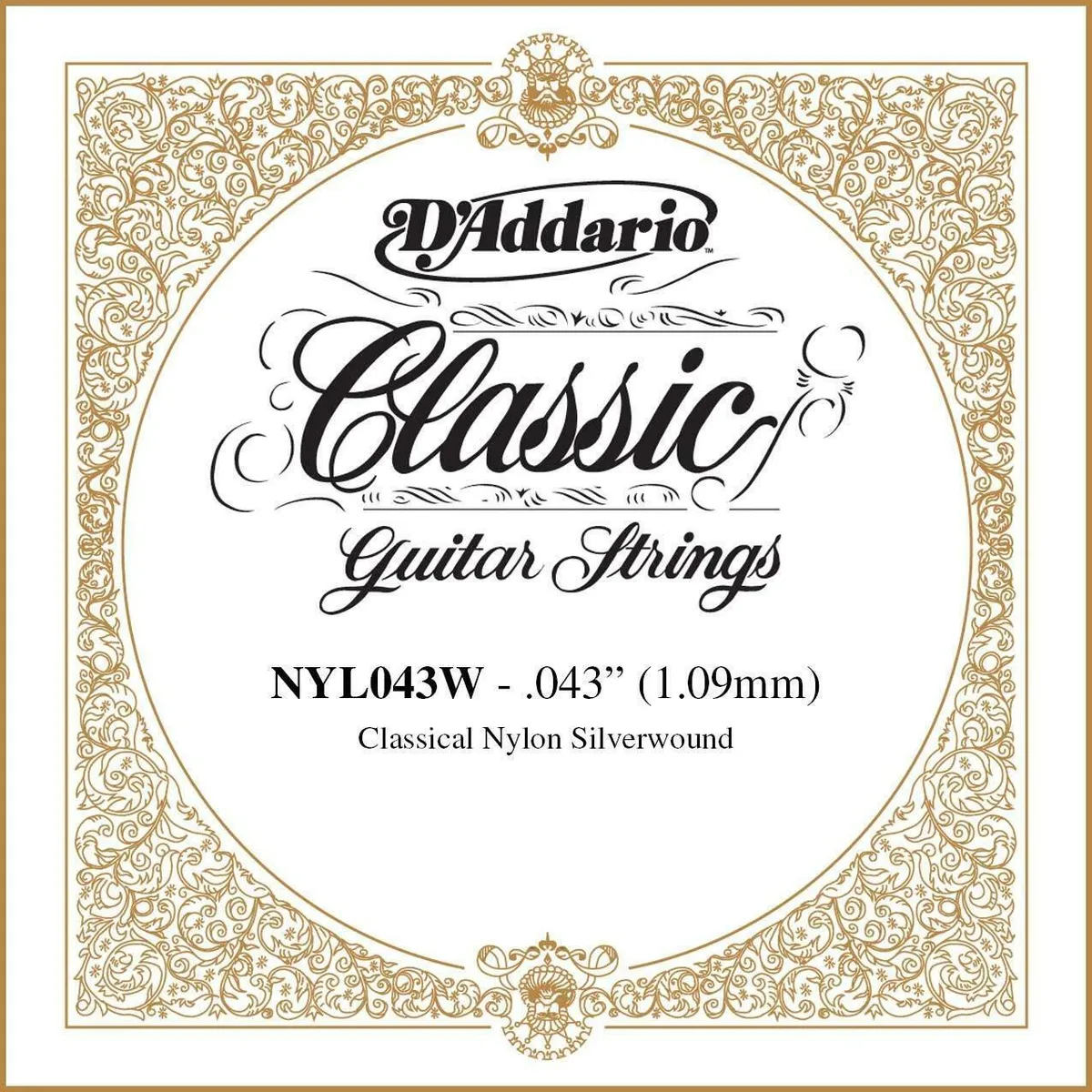 D'Addario NYL043W Silver-plated Copper Classical Guitar Single String, .043