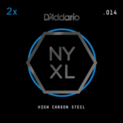 D'Addario NYXL Plain Steel Guitar Strings, .014, 2 single Strings per pack